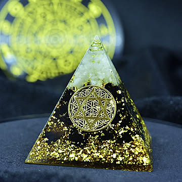 置物 オルゴナイト 六芒星 金箔 ストーン チャクラ 幸運 パワー 石 コイル 有機物 無機物 ピラミッド 三角 三角形 樹脂 パワ−ストーン 浄化