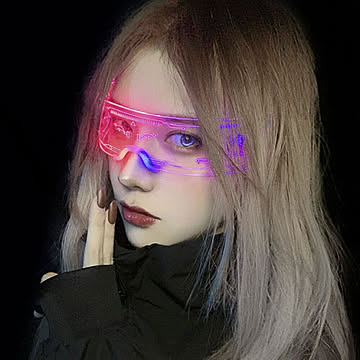 サングラス 近未来 LED 線型 クリア SF レディース メンズ スクエア ビッグ フレーム 大きめ かわいい おしゃれ ファッションアイテム