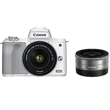Canon ミラーレス一眼カメラ EOS Kiss M2 ダブルレンズキット ホワイト キヤノン ミラーレス 一眼 デジタルカメラ 管理No. 2702030001139-353