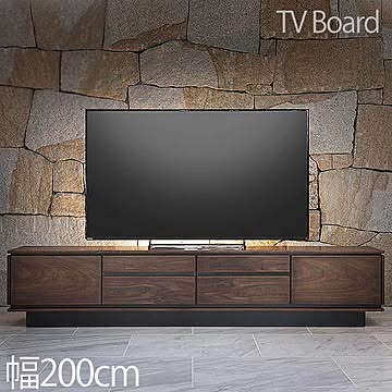 エムケーマエダ家具 TALLO テレビボード 天然木ウォールナット 幅200高さ40 リモコン電波透過扉 TAL-200WN