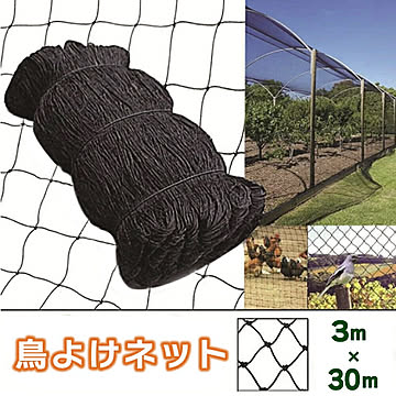 鳥よけネット 畑 ネット  3m×30m ブラック バードネット 長さカット 可能 防鳥ネット カラス対策 からすよけ ゴミネット 家庭菜園ネット 農業用品