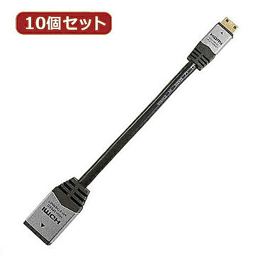 10個セット HDMI-HDMI MINI変換アダプタ 7cm シルバー HCFM07-010X10 管理No. 4589452957538