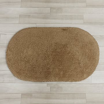 ゆうあい インタープリショップ バスマット 玄関マット キッチンマット 約45×75cm 楕円形 コットン100% ウォッシャブル ベージュ