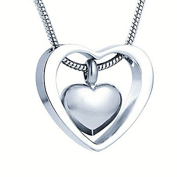 ネックレス ダブルハート 遺骨ネックレス ジュエリー チェーン付き アクセサリー メモリアルネックレス 火葬ネックレス 生活防水 遺骨カプセル 遺骨入れ