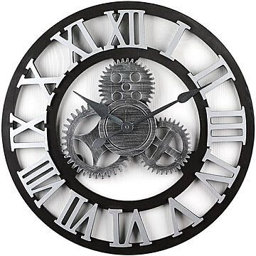 歯車 壁掛け時計 ローマ数字 アンティーク 壁掛け 雑貨 時計 レトロ 北欧 デザイナーズクロック ウォールクロック 欧風 アナログ ウッド 木 アメリカンクロック