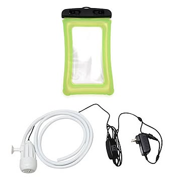 サンコー かんたんに後付け!極楽肩湯システム「かた～ゆ」 + スマートフォン防水ケース グリーン セット V-82221+TKSHOBAT