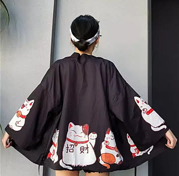 招財 招き猫 猫 幸運 ミケ猫 夏祭り 夏恋 寺 神社 羽織り 半纏 はんてん 法被 ハッピ