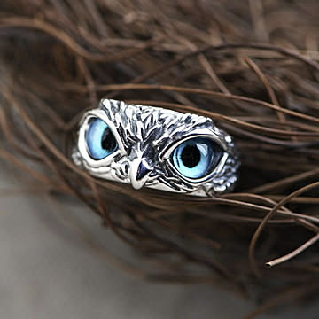 リング 梟 フクロウ 青い目 ーVer2ー 鳥 猛禽類 バード 指輪 アクセサリー お守り 厄除け 魔除け スタイル お洒落アイテム 開運厄除 祈願成就 風水
