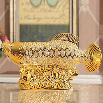 置物 アロワナ 招財龍魚 (しょうざいりゅうぎょ) 招財 風水アイテム 金運アップ シトリン 財運 金運 健康 仕事 家庭 華やか 商売繁盛 幸運 開運 富 天然石