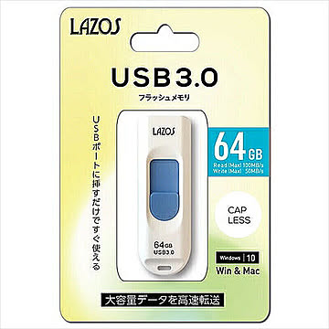 20個セット Lazos USBフラッシュメモリ 64GB LA-64U3.0X20 管理No. 4589452997398