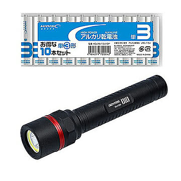 GENTOS LED懐中電灯 DIO + アルカリ乾電池 単3形10本パック DI-032D+HDLR6 1.5V10P