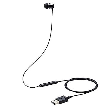 エレコム イヤホン 子供用 片耳 有線 マイク付 高耐久 USB 低音量仕様 ミュートスイッチ付 オンライン学習 ブラック HS-KD06UBK