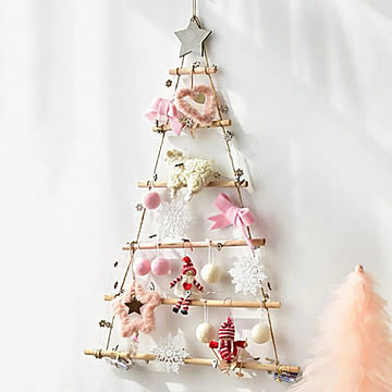クリスマスツリー 木の壁掛けツリー 6段 木製スター付き ツリー 92cm オーナメント 誕生日 飾り付け 室内 デコレーション メリークリスマス クリスマス用品