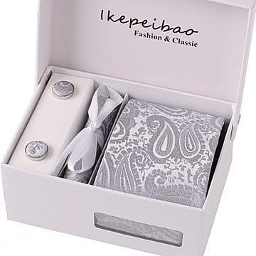 ペイズリー柄　刺繍 フォーマル4点セット ハンカチ チーフ カフスボタンセット ネクタイ ネクタイピン ケース付き ビジネス シーン 個性的 結婚式 卒業式 入学式