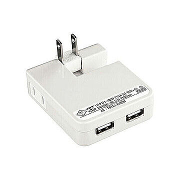 サンワサプライ　USB充電タップ型ACアダプタ(出力2.1A×2ポート)ホワイト　ACA-IP25W 管理No. 4969887502457