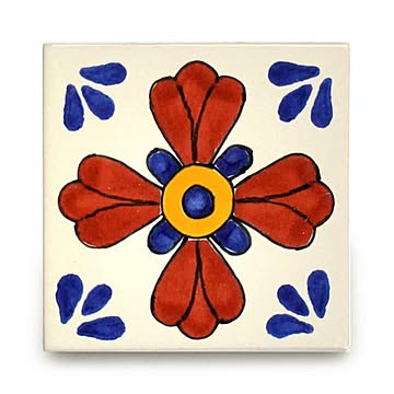 メキシコタイル4枚セット（M094-4）110角イレギュラー（柄）