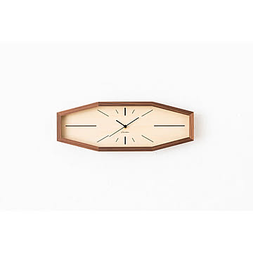 【INTERZERO/インターゼロ】LINE CLOCK ラインクロック　ウォルナット　電波時計