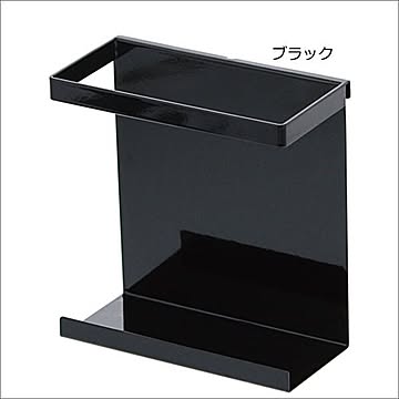 山崎実業 自立式メッシュパネル用ラップホルダー tower ブラック