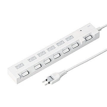 節電エコタップ(2P、6個口、集中スイッチ付、1m) 管理No. 4969887832219