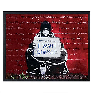【bicosya/美工社】Banksy /バンクシー I want change　アイ　ウォント　チェンジ