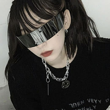 サングラス 近未来 線型 ブラック SF レディース メンズ スクエア ビッグ フレーム 大きめ かわいい おしゃれ ファッションアイテム