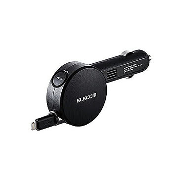 エレコム シガーチャージャー リール90cm 2.4A インジケーター付 ブラック MPA-CCL03BK 管理No. 4549550155281
