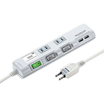サンワサプライ USB充電ポート付き節電タップ(面ファスナー付き) TAP-B106U-3W 管理No. 4969887839348