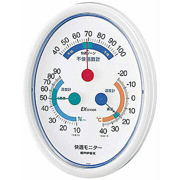 EMPEX 温度・湿度計 快適モニター(温度・湿度・不快指数計) 掛用 CM-6301 ホワイト 管理No. 4961386630105