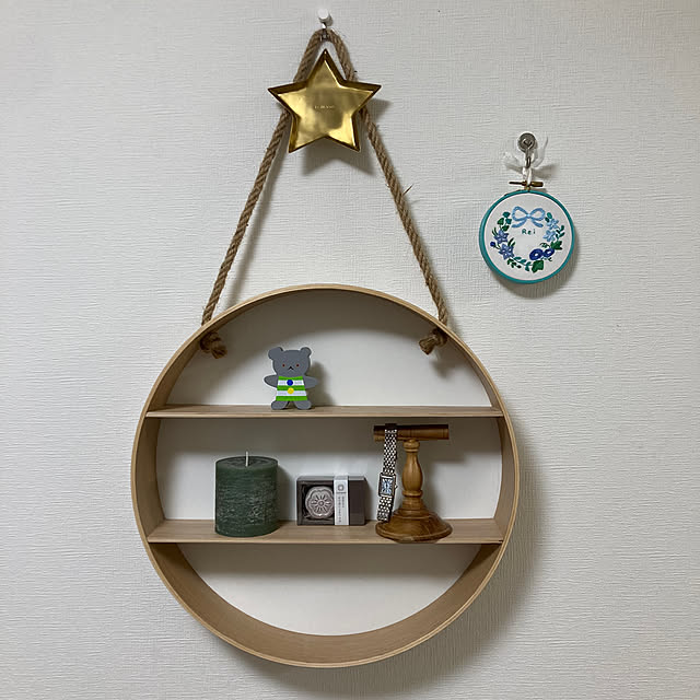 雑貨,ウォールシェルフ,ニトリ,On Walls,ディスプレイ,ラウンド,円形 green3の部屋