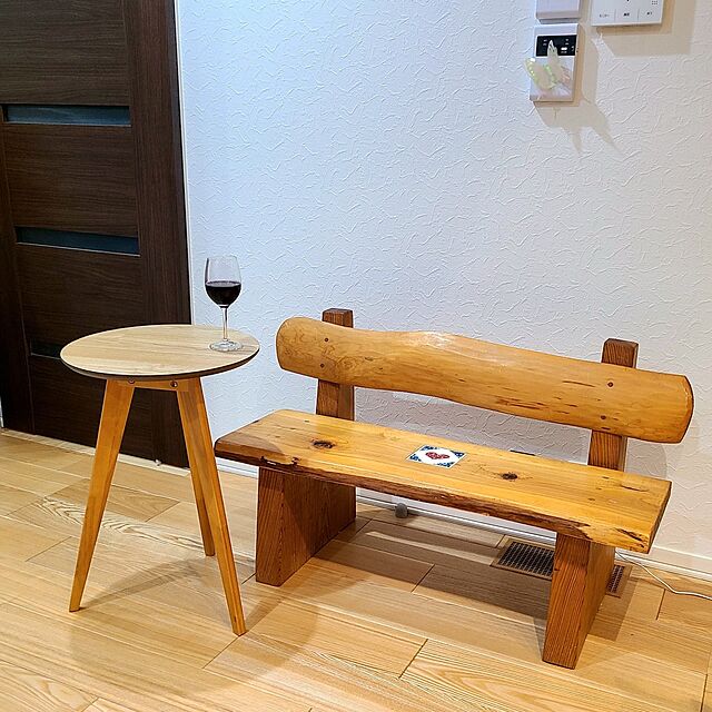 Lounge,木製家具,DIY,木製ベンチ,円形サイドテーブル akiko6193の部屋