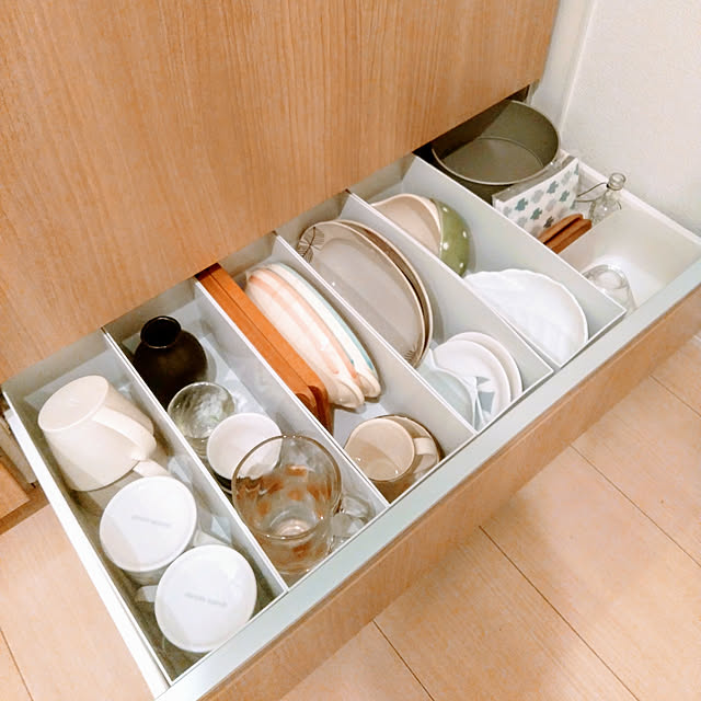 Kitchen,収納,食器収納,無印良品,ファイルボックス活用,ファイルボックスハーフ mippiの部屋