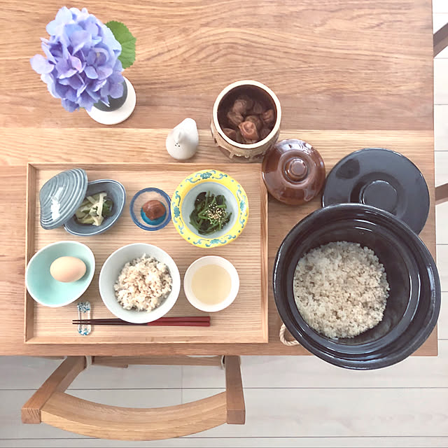 My Desk,MUJIのおぼん,MUJIのお茶碗,手造り新生姜,手造り梅干し,初おろし,陶器市で買った陶器,6月,無印良品,Muji,お一人様deおうちランチ,土鍋ごはん,お一人様deおうちごはん,2018 suzyの部屋