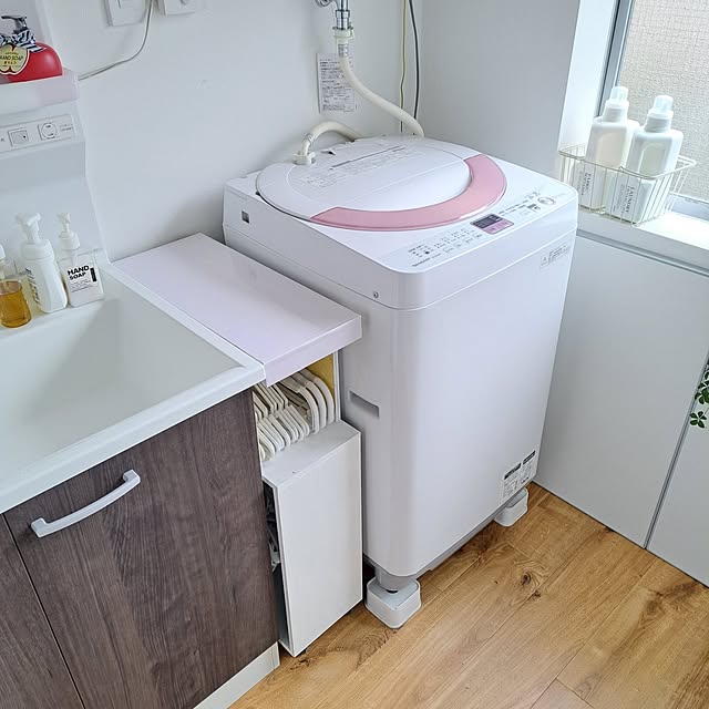 Bathroom,洗面所,DIY,一人暮らし,模様替え,賃貸,1R,賃貸アパート,築50年,ひとり暮らし,賃貸でも楽しく♪,0LDK,洗面所DIY,50㎡,隙間収納,ハンガー収納,キャスター付き,廃材利用 Ryoの部屋