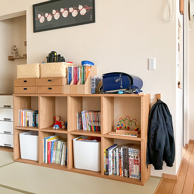 Bedroom,上着収納,上着掛け,勉強道具収納,通学グッズ,リビング学習,子どもと暮らす,通学・通園グッズ収納,ナチュラルインテリア,整理整頓,木のぬくもり tokonekoの部屋