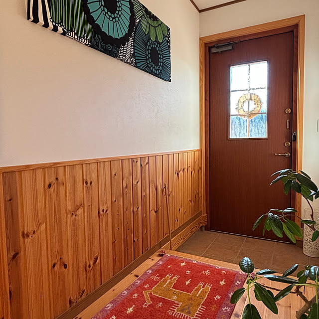 Entrance,玄関ドア,玄関,木のインテリア,マリメッコ,秋,壁飾り,木製ドア,スウェーデンハウス lalalaの部屋