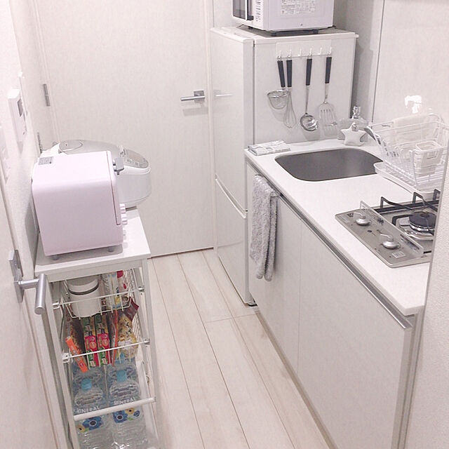 Kitchen,1K,ひとり暮らし,ニトリ,ホワイト mint..の部屋