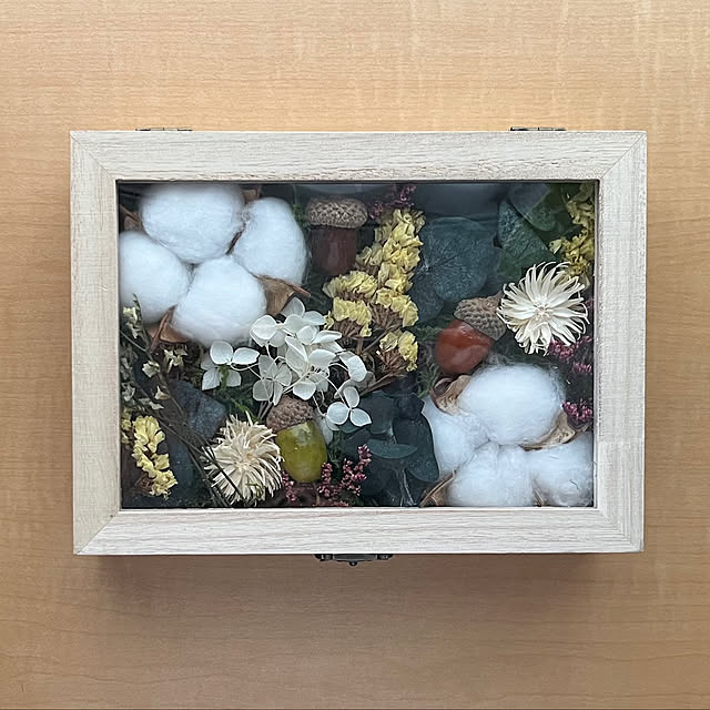 ボックスアート,ダイソー,インテリア,雑貨,100均,癒し,アートのある暮らし,アートのある部屋,フェイクグリーン,ドライフラワー,ハンドメイド kinacoの部屋