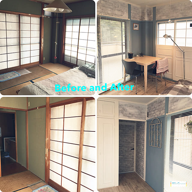 On Walls,セルフペイント,after画像,まとめpic♡,元和室,和室を洋室に,障子リメイク,ホワイト化,before/after,築32年,セルフリフォーム,壁紙屋本舗 Hanagoboの部屋