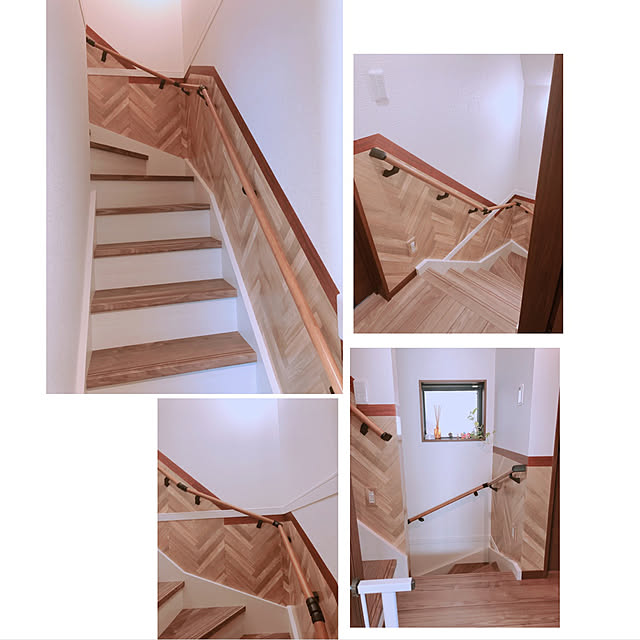 いつもいいねありがとうございます♡,腰壁風,階段の壁,リメイクシート,建売住宅,半注文住宅,ヘリンボーン柄,ヘリンボーン柄リメイクシート,20坪の家,ダイソー,DIY,On Walls chacoの部屋