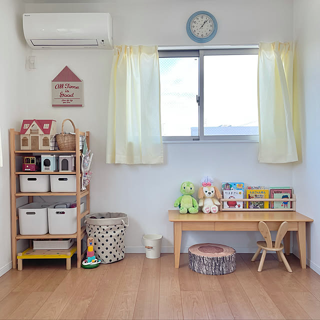 パイン材ユニットシェルフ,無印良品,子ども部屋インテリア,女の子部屋,模様替え,子ども部屋,おもちゃ収納,北欧インテリア,北欧ナチュラル,Bedroom makochi.mの部屋