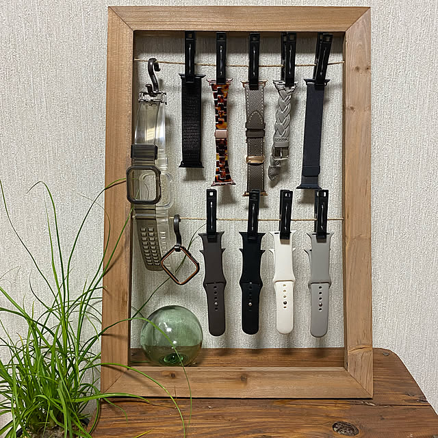 アップルウォッチバンド,アップルウォッチバンド収納,10分でできる,100均DIY,Apple Watch,廃材でDIY,観葉植物,インテリアグリーン,NO GREEN NO LIFE,Bedroom,浮き玉 kinakontasuの部屋