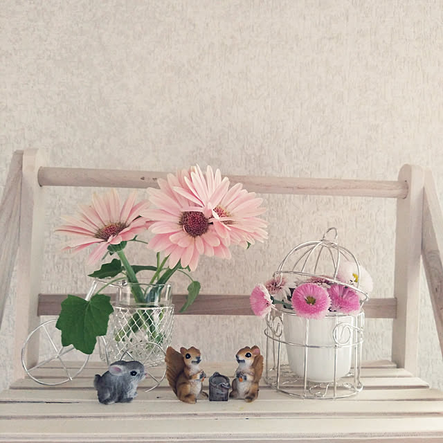 My Shelf,ディスプレイコーナー,お花のある暮らし,春が好き,ガーデニング,癒し,庭のお花,seria,アイアン雑貨,ガーベラ,デイジー,レディフレア,Daiso,木製雑貨,100均 Green-appleの部屋