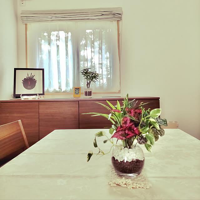 ニトリ,フェイクグリーン,ダイニングテーブル,ダイニング,My Desk yururiの部屋