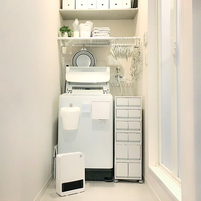 アイデア収納,無印良品,ホワイトインテリア,カインズ,洗濯機まわり,ニトリ,賃貸,IKEA,賃貸インテリア,賃貸でも諦めない！,賃貸でも楽しく♪,つっぱり棒,Bathroom Ayaの部屋