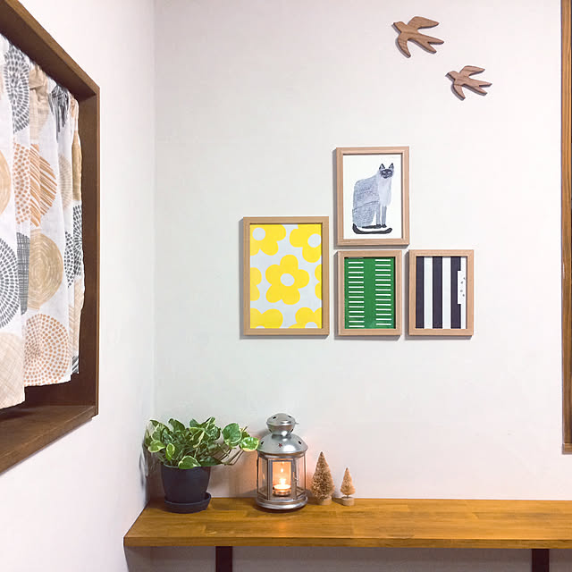 On Walls,珪藻土の壁,カウンターDIY,セリア,IKEA,鳥さんモチーフ,DAISOフォトフレーム,2人暮らし,グリーンのある暮らし,小さい平屋,いつもありがとうございます♪感謝☆,RCの出会いに感謝です(*´꒳`*) makoteriの部屋