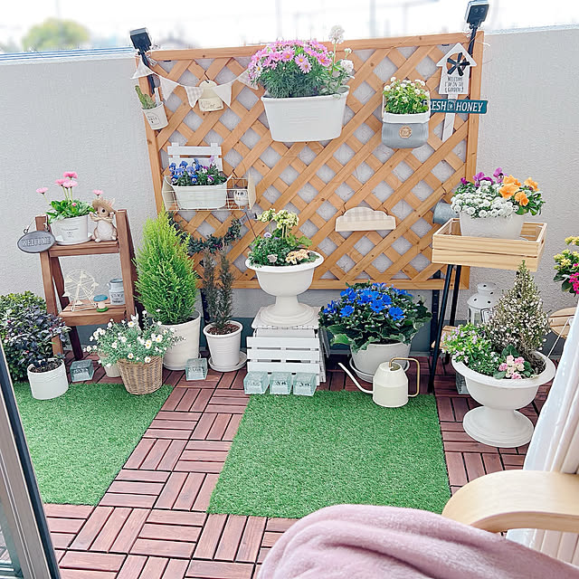 プチガーデン,人工芝,ウッドパネル,癒しの空間,癒し,冬の花,ベランダガーデン,新年の抱負,リラックス,くつろぎ空間,Entrance,賃貸でも楽しく♪,マンション暮らし,窓辺の風景,窓辺 tina_sa_0の部屋