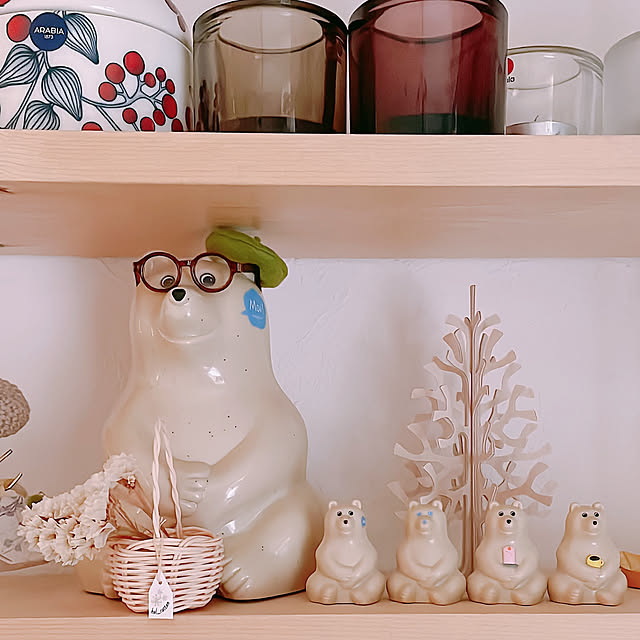 My Shelf,雑貨,ホワイトインテリア,ナチュラルインテリア,ガチャポン,ミニかご,Polar Bear,しろくま貯金箱,ナチュラルカラー,ホワイトナチュラル,しろくま貯金箱着せ替え,polar bear bank milkcocoaの部屋