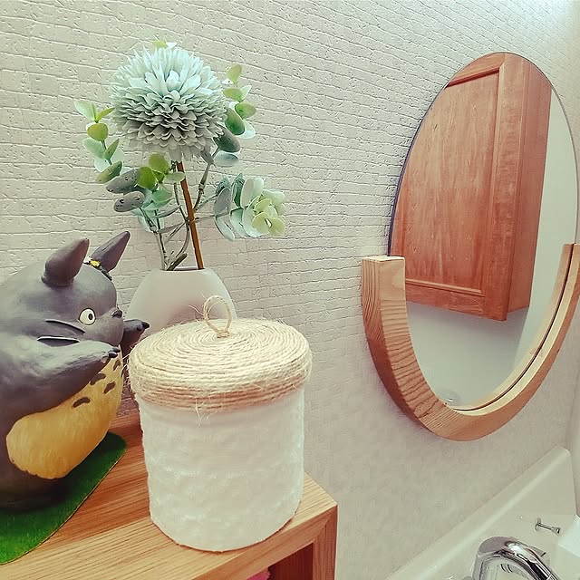 Bathroom,築40年,DIY,子供のいる暮らし,無垢床,リノベーション,収納アイデア,100均,ダイソー,めんぼうのいれもの,綿棒ケース,綿棒入れ,トトロ,トトロ大好き♡,SHEIN購入品,SHEIN hiiisanの部屋