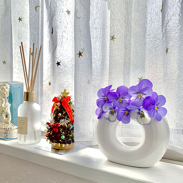 トイレの窓辺,ビオラ,お庭のお花,セリア,フラワーベース,Bathroom,陶器,真っ白 koko_hikaの部屋
