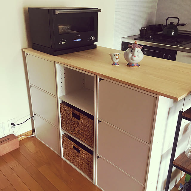 Kitchen,BALMUDA,バルミューダ,ニトリのカラーボックスでDIY,ニトリのカラーボックス,カラーボックスカウンター,カラーボックス DIY,カラーボックス,ニトリ,賃貸,壁紙屋本舗,リメイクシート,DIY,disney,雑貨,プチプラインテリア,カフェ風,ニトリのキッチン用品 koedaの部屋